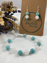 Load image into Gallery viewer, African Amazonite and Cracked Rock Crystal Earrings