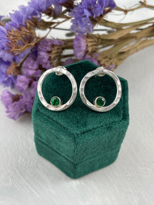 Tsavorite Garnet Circle Earrings - Only 1 pair