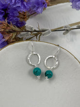 Load image into Gallery viewer, Hammered Ring and Turquoise Earrings