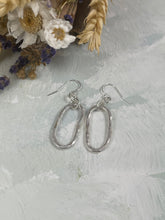 Load image into Gallery viewer, Hammered Silver Oval Drop Earrings