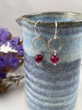 Load image into Gallery viewer, Hammered Ring and Pink Agate Earrings