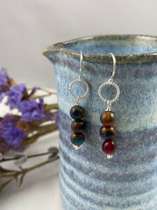 Emerald, Ruby and Sapphire Earrings