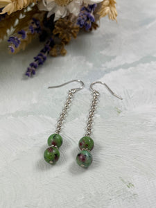 Ruby in Zoisite Dangly Earrings