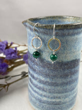 Load image into Gallery viewer, Hammered Ring and Malachite Earrings