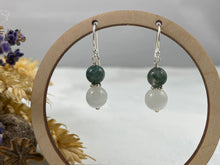 Load image into Gallery viewer, Moss Agate and White Tigers Eye Earrings