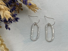 Load image into Gallery viewer, Hammered Silver Oval Drop Earrings