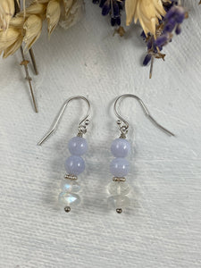 Blue Lace Agate and Moonstone Earrings