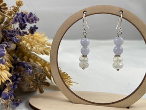 Blue Lace Agate and Moonstone Earrings