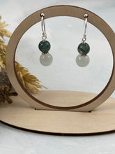 Load image into Gallery viewer, Moss Agate and White Tigers Eye Earrings