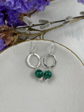 Load image into Gallery viewer, Hammered Ring and Malachite Earrings