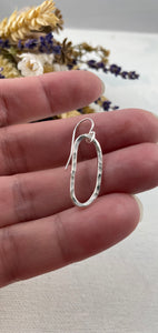 Hammered Silver Oval Drop Earrings