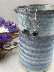 Hammered Ring and Golden Tigers Eye Earrings