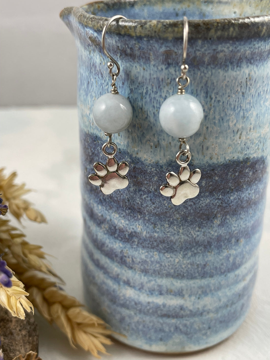 Paw and Aquamarine Earrings