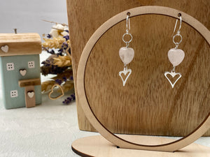 Rose Quarts Heart Earrings