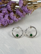 Load image into Gallery viewer, Tsavorite Garnet Circle Earrings - Only 1 pair