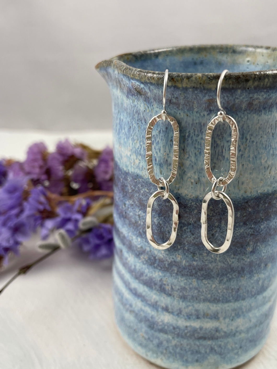 Mixed Texture Silver Earrings