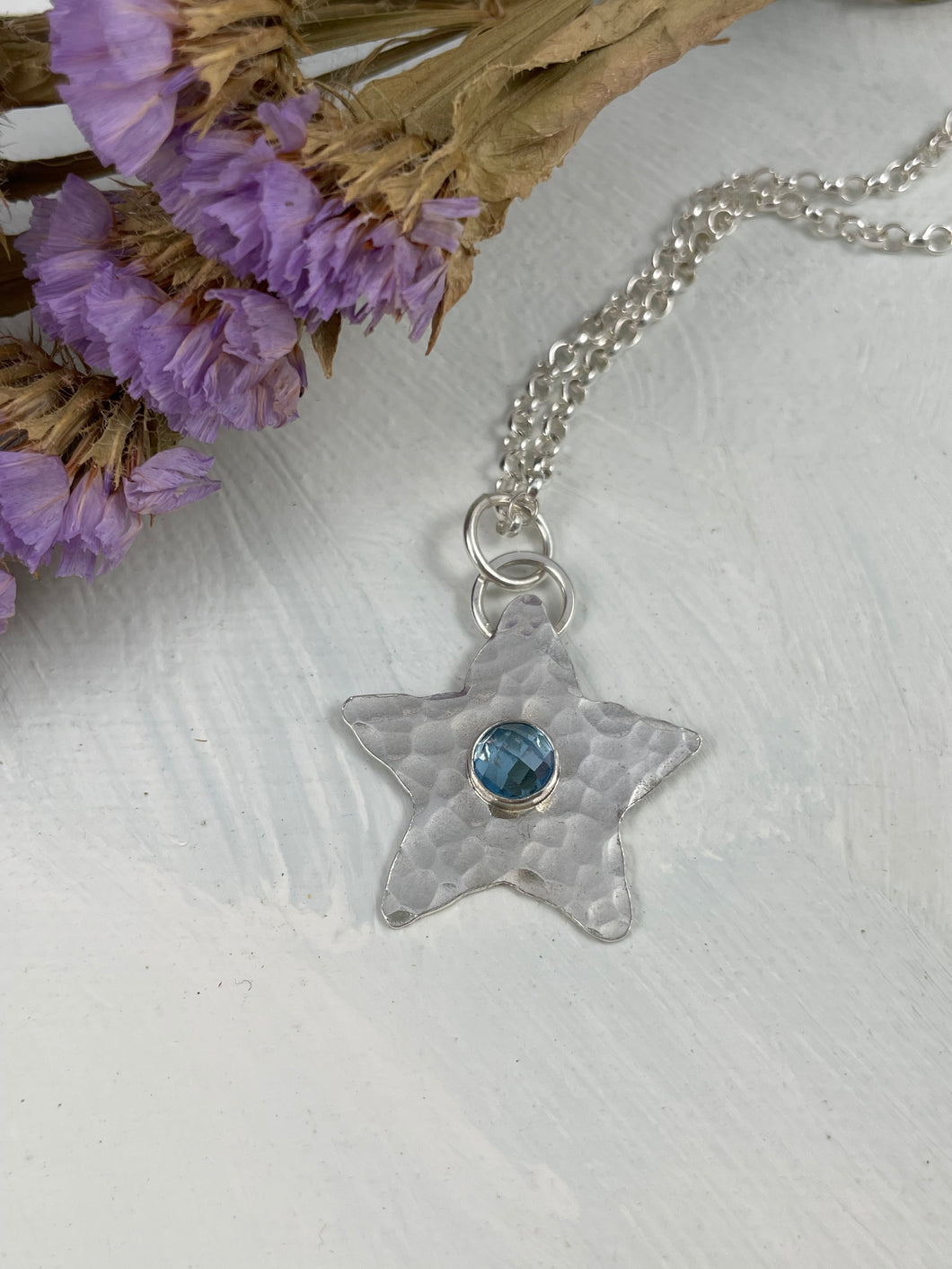 Swiss Blue Topaz Star Necklace