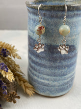 Load image into Gallery viewer, Natural Sea Sediment Jasper and Paw Earrings