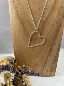 Hammered Sterling Silver Heart Necklace