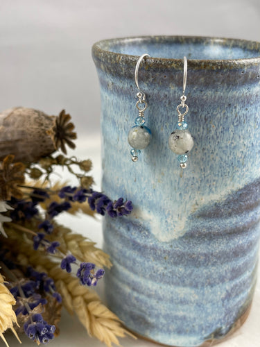 K2 Granite and Blue Crystal Earrings