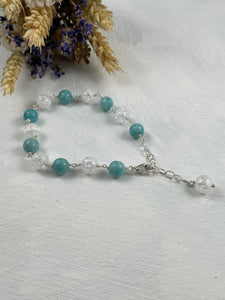 African Amazonite and Cracked Rock Crystal Bracelet