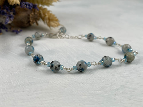 K2 Granite and Blue Crystal Bracelet
