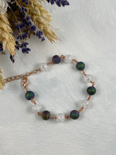 Load image into Gallery viewer, Druzy and Cracked Rock Crystal Copper Bracelet
