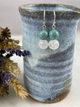 Load image into Gallery viewer, African Amazonite and Cracked Rock Crystal Earrings