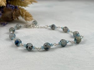 K2 Granite and Blue Crystal Bracelet