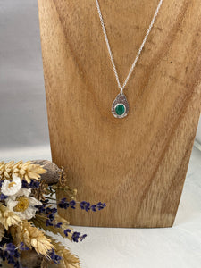 Silver Teardrop and Malachite Necklace