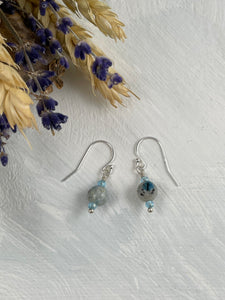 K2 Granite and Blue Crystal Earrings
