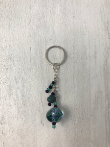Purple and Green Sterling Silver and Glass Bead Pendant