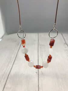Retro Orange and White Necklace