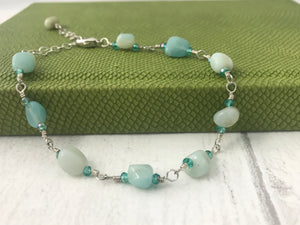 Smooth Amazonite and Sterling Silver Bracelet