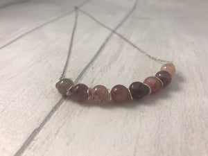 Sterling Silver and Strawberry Quartz Necklace