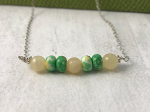 Butterscotch Jade and Green and Yellow Rondells Sterling Silver Jewellery Set