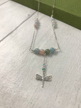 Load image into Gallery viewer, Dragonfly and Morganite Sterling Silver Necklace
