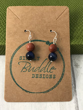 Load image into Gallery viewer, Goldstone and Blue Tigers Eye Beaded Earrings