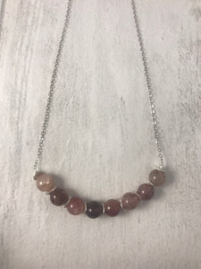 Sterling Silver and Strawberry Quartz Necklace