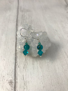 Turquoise Agate and Swarovski Beaded Earrings
