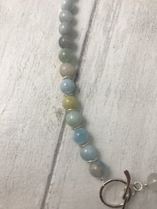 Aquamarine and Sterling Silver Toggle Necklace