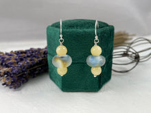 Load image into Gallery viewer, Blue and Yellow Lampwork Earrings