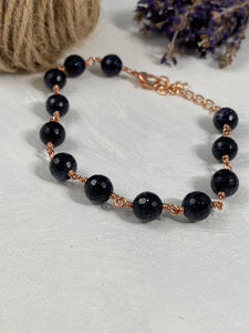 Blue Goldstone and Copper Bracelet