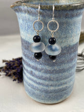 Load image into Gallery viewer, Blue Lampwork Bead Drop Earrings