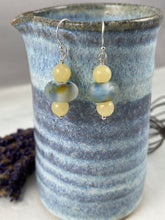 Load image into Gallery viewer, Blue and Yellow Lampwork Earrings