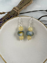 Load image into Gallery viewer, Blue and Yellow Lampwork Earrings