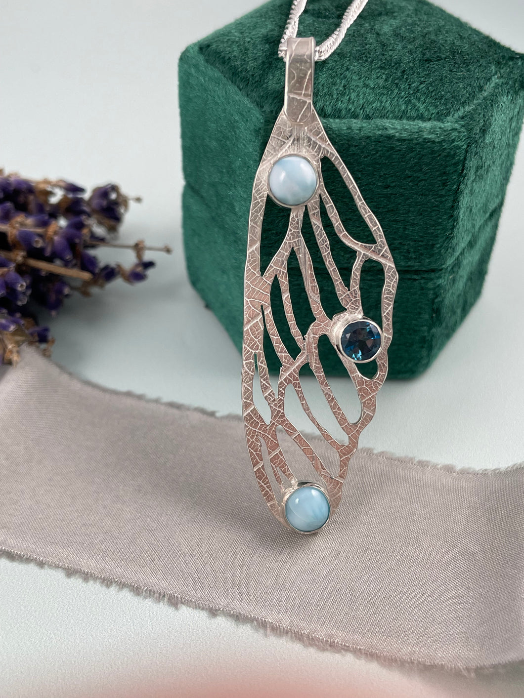 Enchanted Fairy Wing - Larimar and London Blue Topaz