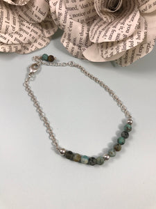 African Turquoise Silver Bracelet