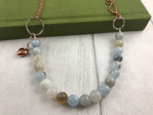 Aquamarine and Copper Toggle Necklace
