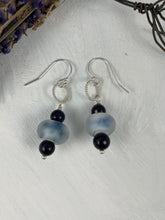 Load image into Gallery viewer, Blue Lampwork Bead Drop Earrings